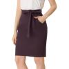 imageAllegra K Womens Workwear Paperbag Elastic Waist Side Pockets Cotton Pencil SkirtDark Red