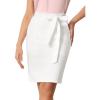 imageAllegra K Womens Workwear Paperbag Elastic Waist Side Pockets Cotton Pencil SkirtWhite