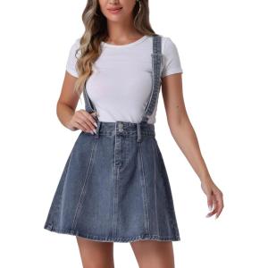 imageAllegra K Womens Denim Skirt Overall Adjustable Strap Braces Mini Suspender Washed Jean SkirtsRetro Blue