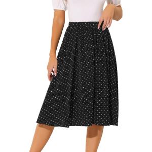 imageAllegra K Womens Valentines Day Date Dinner Flowy ALine Elastic Waist Flare Swing Midi SkirtBlack