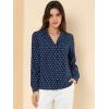 imageAllegra K Womens 1950s Vintage Long Sleeve Printed Button Down TopsDark Blue
