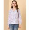 imageAllegra K Womens 1950s Vintage Long Sleeve Printed Button Down TopsWhite