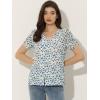 imageAllegra K Womens Button Front Shirt Puff Short Sleeves Chiffon Floral TopBlue