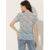 imageAllegra K Womens Button Front Shirt Puff Short Sleeves Chiffon Floral TopBlue