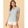 imageAllegra K Womens Button Front Shirt Puff Short Sleeves Chiffon Floral TopLight Blue