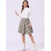 imageAllegra K Womens Christmas Plaids Vintage Tartan Elastic Waist Knee Length ALine SkirtGreen Beige