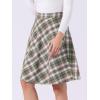 imageAllegra K Womens Christmas Plaids Vintage Tartan Elastic Waist Knee Length ALine SkirtGreen Beige