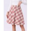 imageAllegra K Womens Christmas Plaids Vintage Tartan Elastic Waist Knee Length ALine SkirtPink Beige