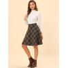 imageAllegra K Womens Christmas Plaids Vintage Tartan Elastic Waist Knee Length ALine SkirtSeal Brown