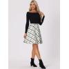 imageAllegra K Womens Christmas Plaids Vintage Tartan Elastic Waist Knee Length ALine SkirtWhite