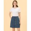 imageAllegra K Womens Denim Skirts Summer Casual ALine Short Button Down Jean SkirtDark Blue