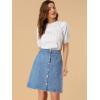 imageAllegra K Womens Denim Skirts Summer Casual ALine Short Button Down Jean SkirtLight Blue