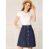 imageAllegra K Womens Denim Skirts Summer Casual ALine Short Button Down Jean SkirtNavy Blue