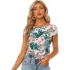 imageAllegra K Womens Leaf Tropical Blouse Boho Crochet Cap Sleeve Summer Casual TopsWhite