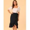 imageAllegra K Womens Ruffle Chiffon Tie Waist Asymmetrical 2023 Summer Midi SkirtBlack