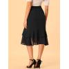 imageAllegra K Womens Ruffle Chiffon Tie Waist Asymmetrical 2023 Summer Midi SkirtBlack