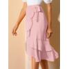 imageAllegra K Womens Ruffle Chiffon Tie Waist Asymmetrical 2023 Summer Midi SkirtPink