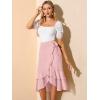 imageAllegra K Womens Ruffle Chiffon Tie Waist Asymmetrical 2023 Summer Midi SkirtPink