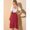 imageAllegra K Womens Ruffle Chiffon Tie Waist Asymmetrical 2023 Summer Midi SkirtRed