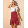 imageAllegra K Womens Ruffle Chiffon Tie Waist Asymmetrical 2023 Summer Midi SkirtRed