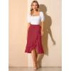 imageAllegra K Womens Ruffle Chiffon Tie Waist Asymmetrical 2023 Summer Midi SkirtRed