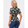 imageAllegra K Womens Wrap Peplum Top Blouse 2024 Summer Floral Short Sleeve Ruffle V Neck Belted ShirtsBlackbeige