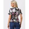 imageAllegra K Womens Wrap Peplum Top Blouse 2024 Summer Floral Short Sleeve Ruffle V Neck Belted ShirtsBlackfloral