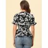 imageAllegra K Womens Wrap Peplum Top Blouse 2024 Summer Floral Short Sleeve Ruffle V Neck Belted ShirtsBlackwhite