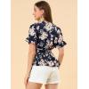 imageAllegra K Womens Wrap Peplum Top Blouse 2024 Summer Floral Short Sleeve Ruffle V Neck Belted ShirtsBlue