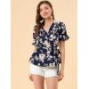 imageAllegra K Womens Wrap Peplum Top Blouse 2024 Summer Floral Short Sleeve Ruffle V Neck Belted ShirtsBlue