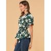 imageAllegra K Womens Wrap Peplum Top Blouse 2024 Summer Floral Short Sleeve Ruffle V Neck Belted ShirtsDark Green