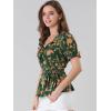 imageAllegra K Womens Wrap Peplum Top Blouse 2024 Summer Floral Short Sleeve Ruffle V Neck Belted ShirtsGreen