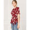 imageAllegra K Womens Wrap Peplum Top Blouse 2024 Summer Floral Short Sleeve Ruffle V Neck Belted ShirtsRed