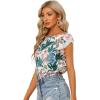 imageAllegra K Womens Leaf Tropical Blouse Boho Crochet Cap Sleeve Summer Casual TopsWhite