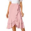 imageAllegra K Womens Ruffle Chiffon Tie Waist Asymmetrical 2023 Summer Midi SkirtPink