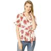 imageAllegra K Womens Wrap Peplum Top Blouse 2024 Summer Floral Short Sleeve Ruffle V Neck Belted ShirtsWhite