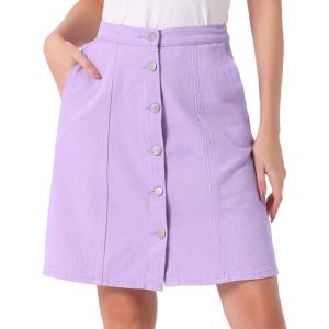 imageAllegra K Womens Denim Skirts Summer Casual ALine Short Button Down Jean SkirtLight Purple