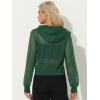 imageAllegra K Hoodie Jacket for Womens 2024 Zip Up Long Sleeve Mesh Sheer Bomber JacketsDark Green