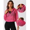 imageAllegra K Hoodie Jacket for Womens 2024 Zip Up Long Sleeve Mesh Sheer Bomber JacketsHot Pink