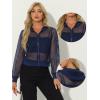 imageAllegra K Hoodie Jacket for Womens 2024 Zip Up Long Sleeve Mesh Sheer Bomber JacketsNavy Blue