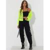 imageAllegra K Hoodie Jacket for Womens 2024 Zip Up Long Sleeve Mesh Sheer Bomber JacketsNeon Yellow