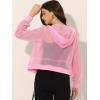 imageAllegra K Hoodie Jacket for Womens 2024 Zip Up Long Sleeve Mesh Sheer Bomber JacketsPink