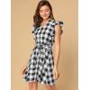 imageAllegra K Womens Casual Check Ruffled Sleeve Sundress ALine Vintage Plaids Gingham DressBlack