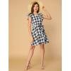 imageAllegra K Womens Casual Check Ruffled Sleeve Sundress ALine Vintage Plaids Gingham DressBlack