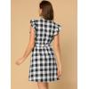 imageAllegra K Womens Casual Check Ruffled Sleeve Sundress ALine Vintage Plaids Gingham DressBlack