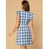 imageAllegra K Womens Casual Check Ruffled Sleeve Sundress ALine Vintage Plaids Gingham DressBlue