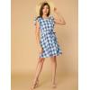 imageAllegra K Womens Casual Check Ruffled Sleeve Sundress ALine Vintage Plaids Gingham DressBlue