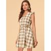 imageAllegra K Womens Casual Check Ruffled Sleeve Sundress ALine Vintage Plaids Gingham DressBrown