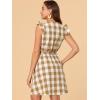 imageAllegra K Womens Casual Check Ruffled Sleeve Sundress ALine Vintage Plaids Gingham DressBrown