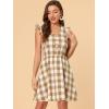 imageAllegra K Womens Casual Check Ruffled Sleeve Sundress ALine Vintage Plaids Gingham DressBrown